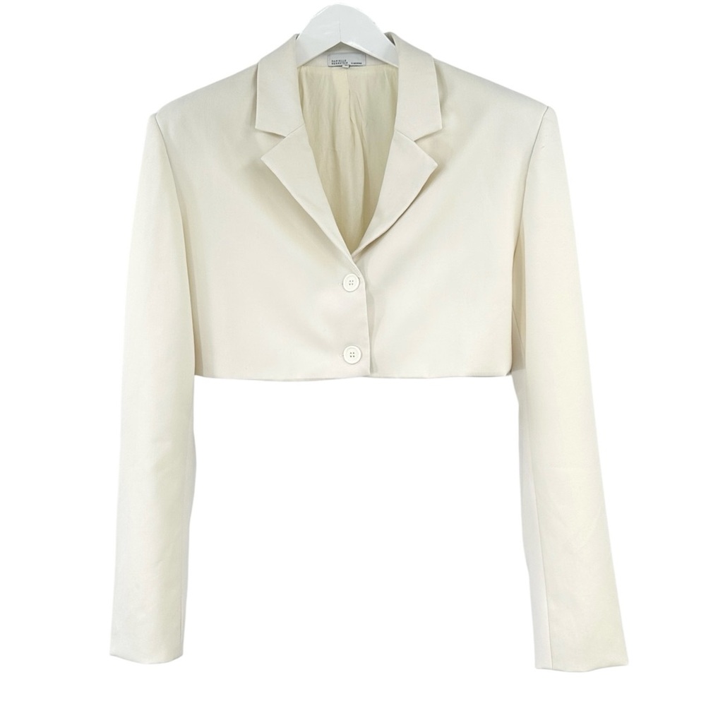 Danielle Bernstein by WeWoreWhat Cream White Cropped Blazer Jacket Top sz M